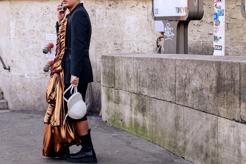 paris couture week spring summer street style adut akech bottega veneta nike air jordan 1 mid melody ehsani collaboration snakers designer bags blazer jeans pants coats outwear shades sunglasses