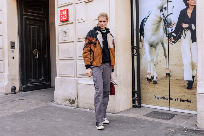 paris couture week spring summer street style adut akech bottega veneta nike air jordan 1 mid melody ehsani collaboration snakers designer bags blazer jeans pants coats outwear shades sunglasses