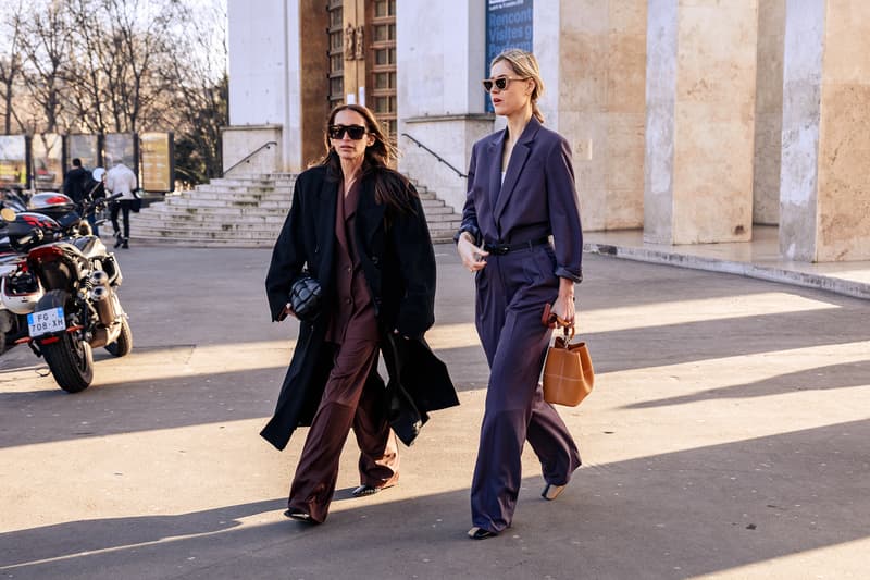 paris couture week spring summer street style adut akech bottega veneta nike air jordan 1 mid melody ehsani collaboration snakers designer bags blazer jeans pants coats outwear shades sunglasses