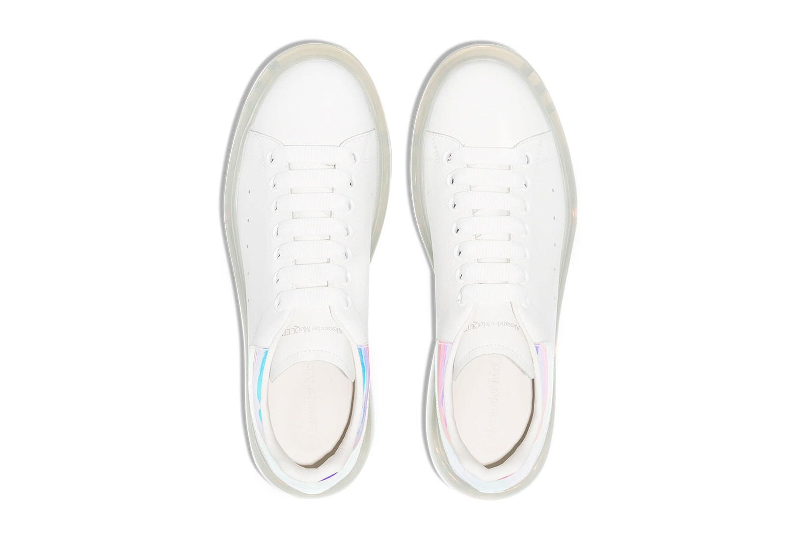 alexander mcqueen oversized womens sneakers shoes white clear iridescent sarah burton