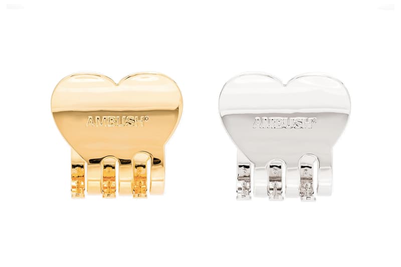 AMBUSH Heart-Shaped Hair Clip Gold Silver Tone Logo