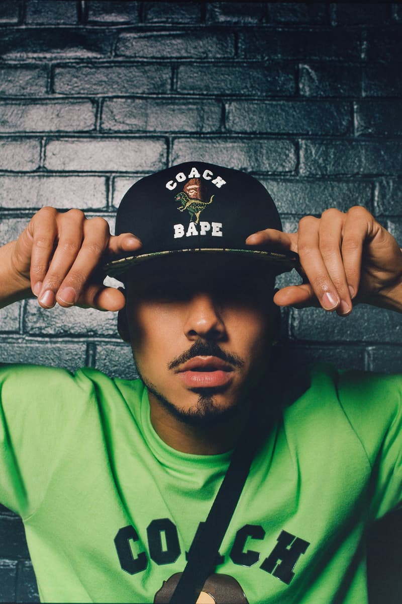 BAPE x Coach Collection Lookbook T-Shirt Green Cap Black