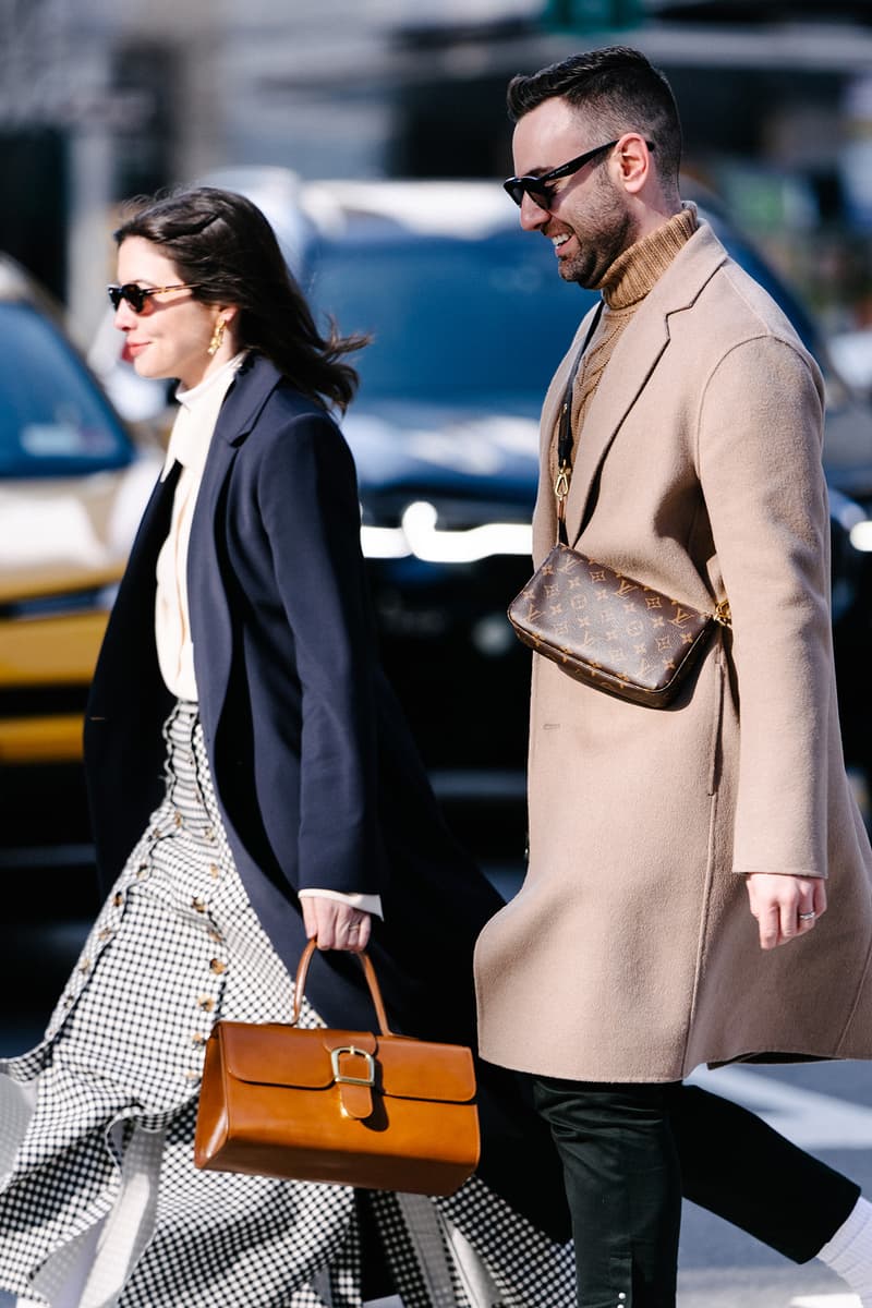 Influencer Couple New York Fashion Week FW20 NYFW Fall Winter 2020 Street Style Influencers Louis Vuitton Bag