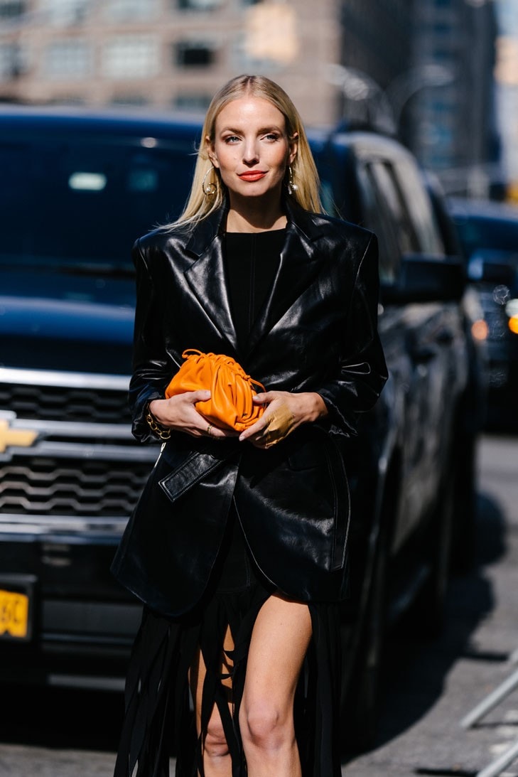 New York Fashion Week FW20 NYFW Fall Winter 2020 Street Style Influencer Bottega Veneta Mini The Pouch Orange