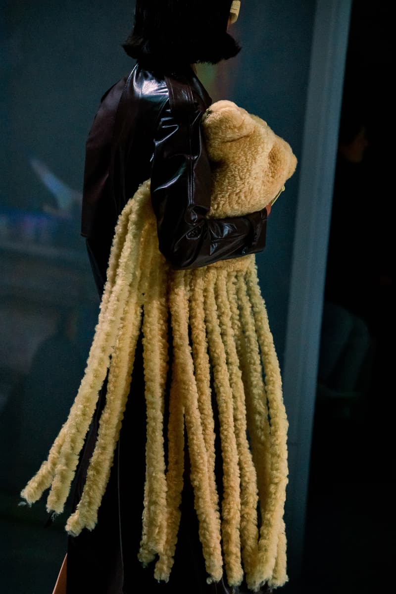 Bottega Veneta Fall Winter 2020 FW20 Runway Show Collection Milan Fashion Week Daniel Lee Shearling Clutch Fringe