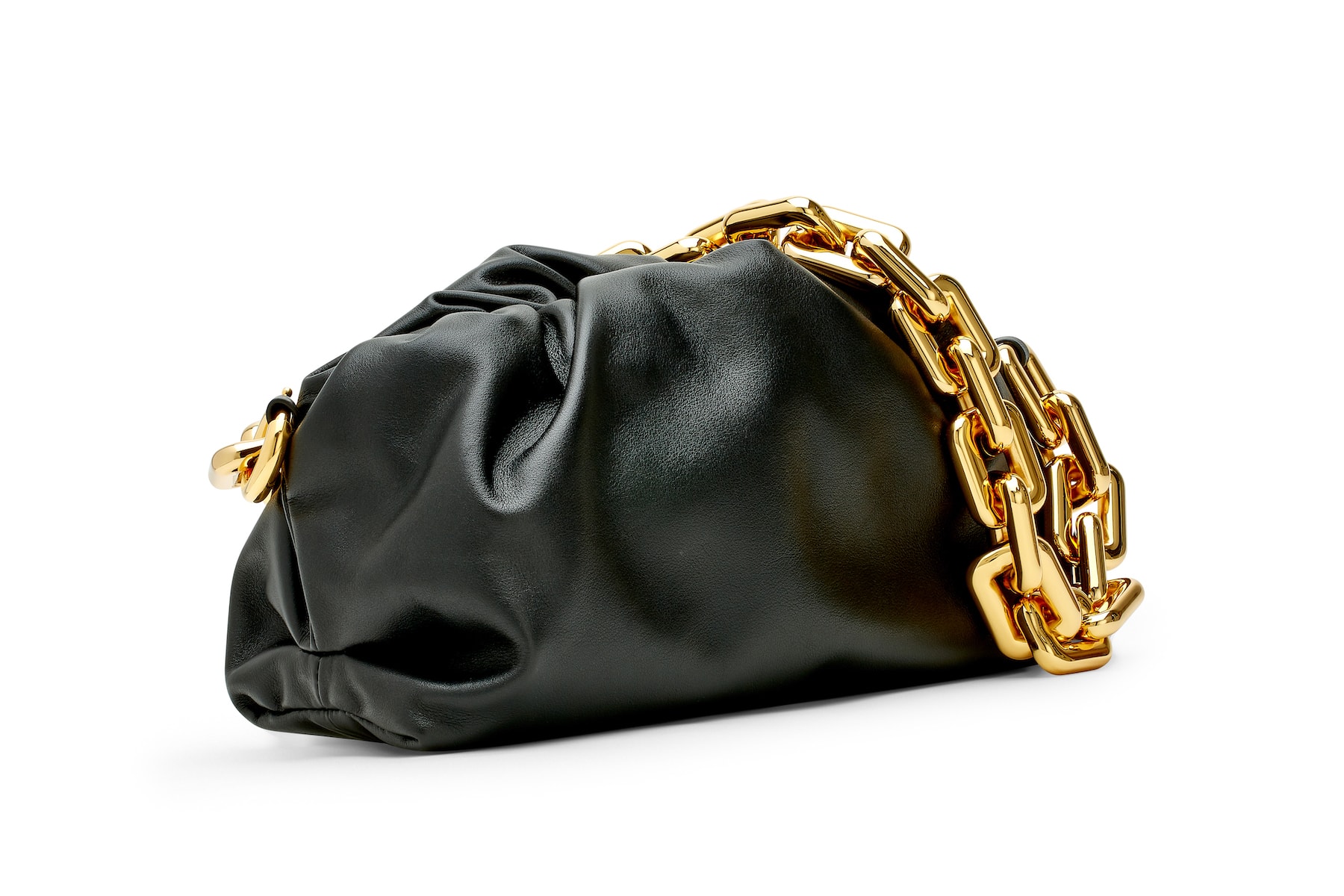 Bottega Veneta Black Pouch Bag Gold Chain Release
