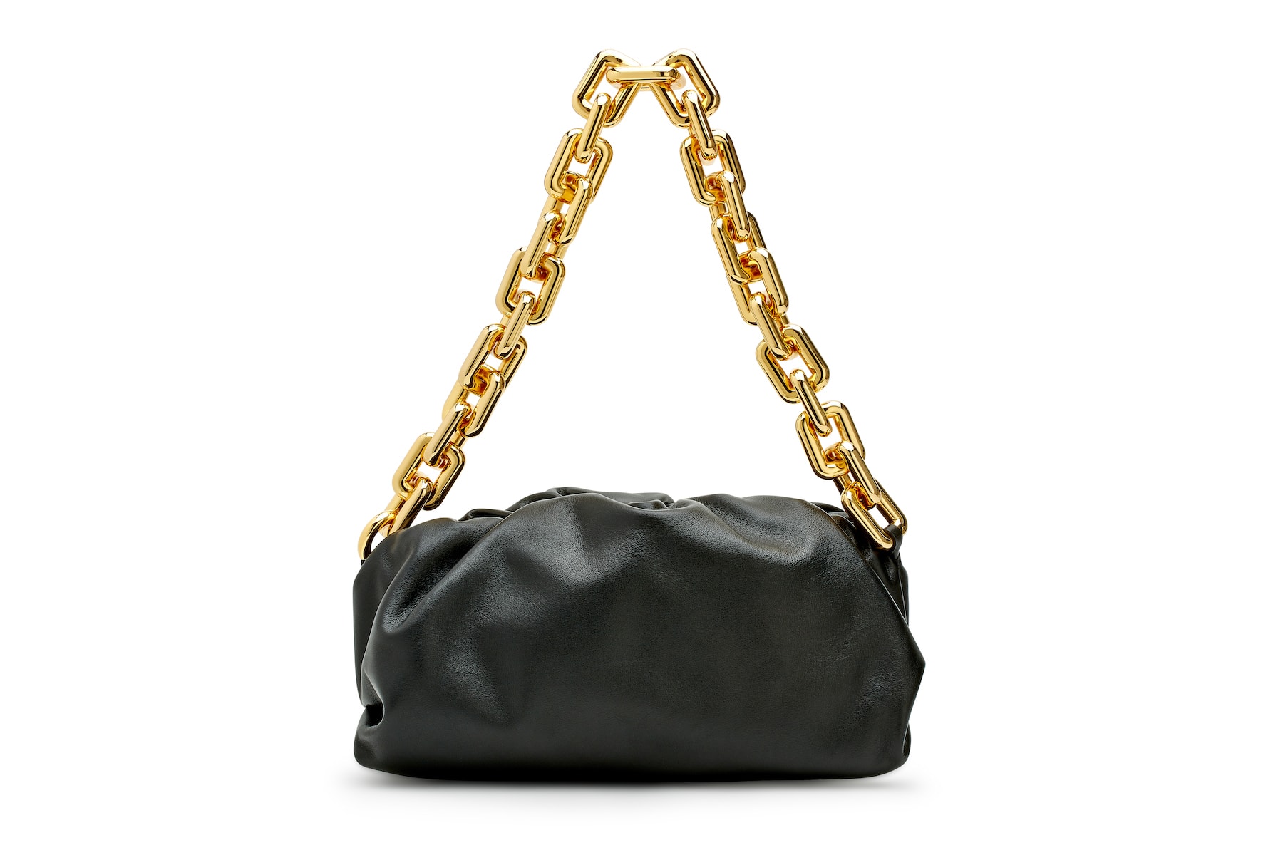 Bottega Veneta Black Pouch Bag Gold Chain Release