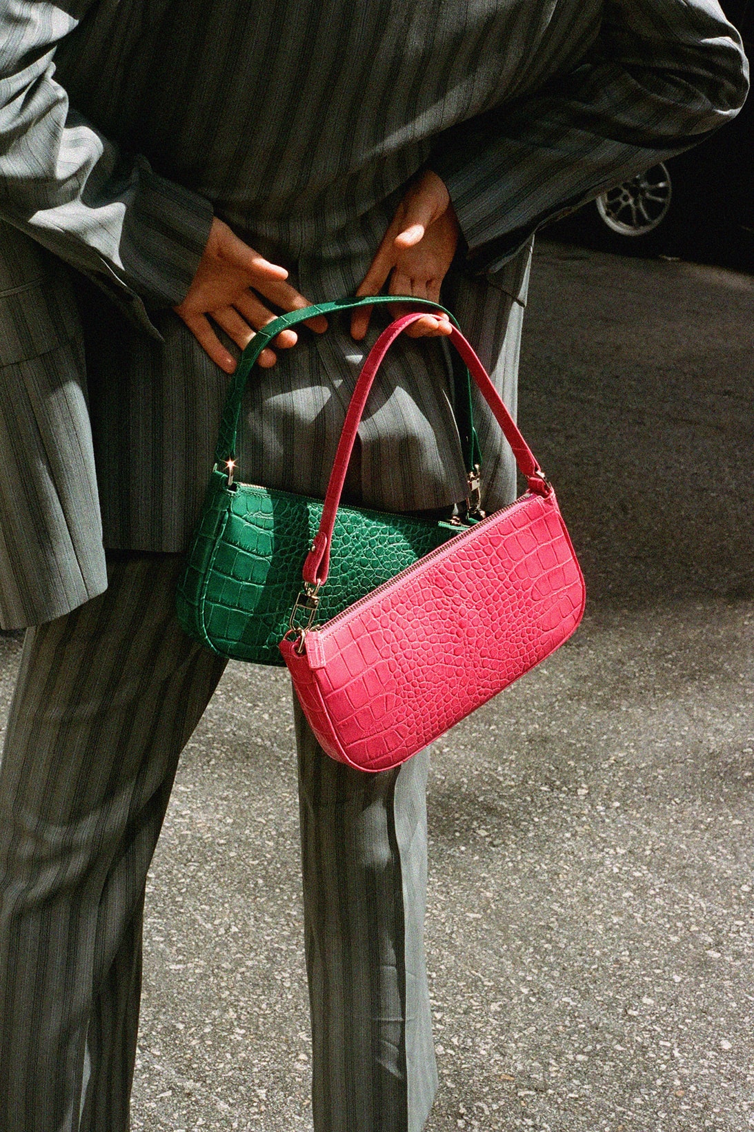 by far hbxwm collaboration rachel mini bags hot pink emerald green handbags 