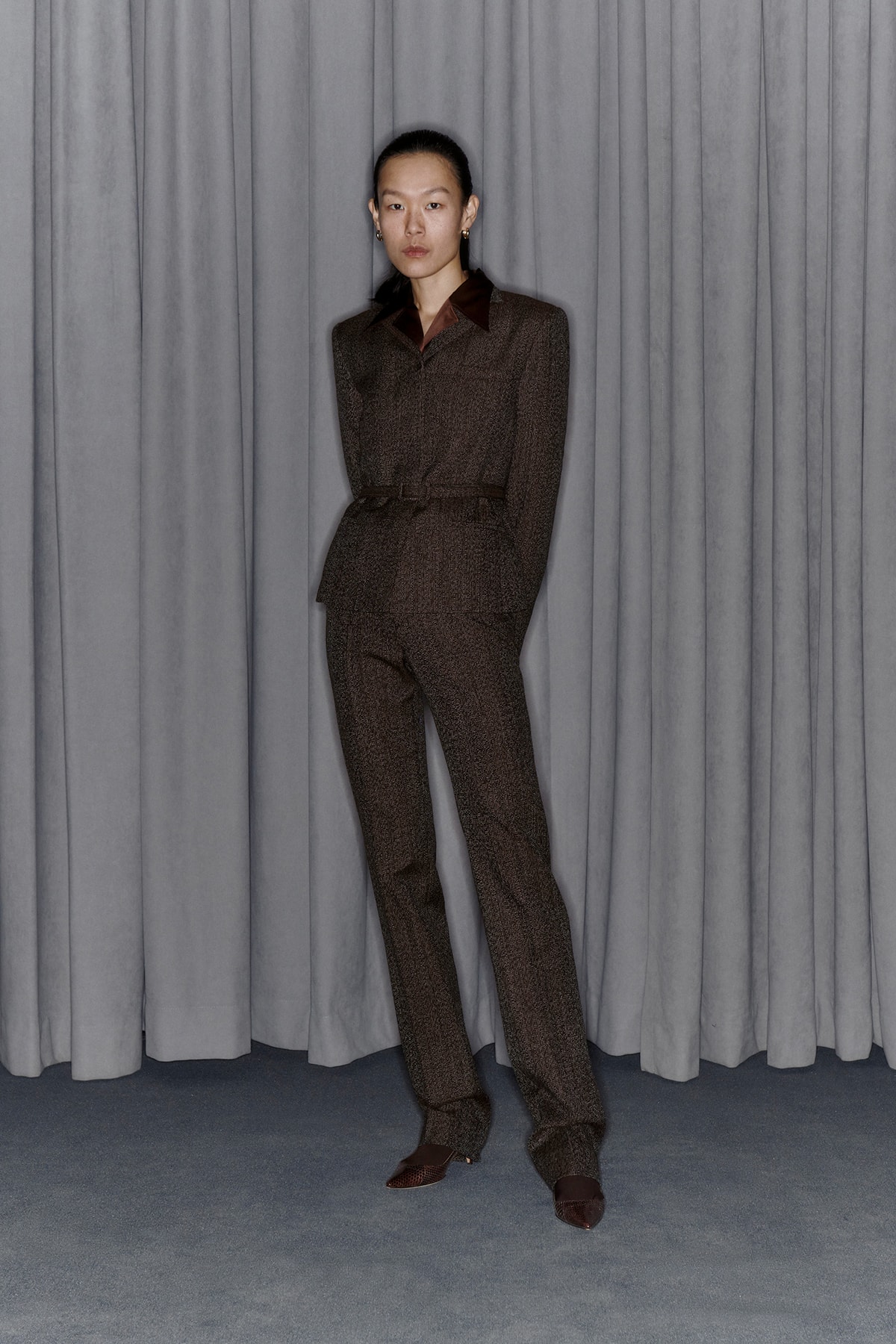Commission Fall/Winter 2020 Collection Lookbook Tweed Suit Brown