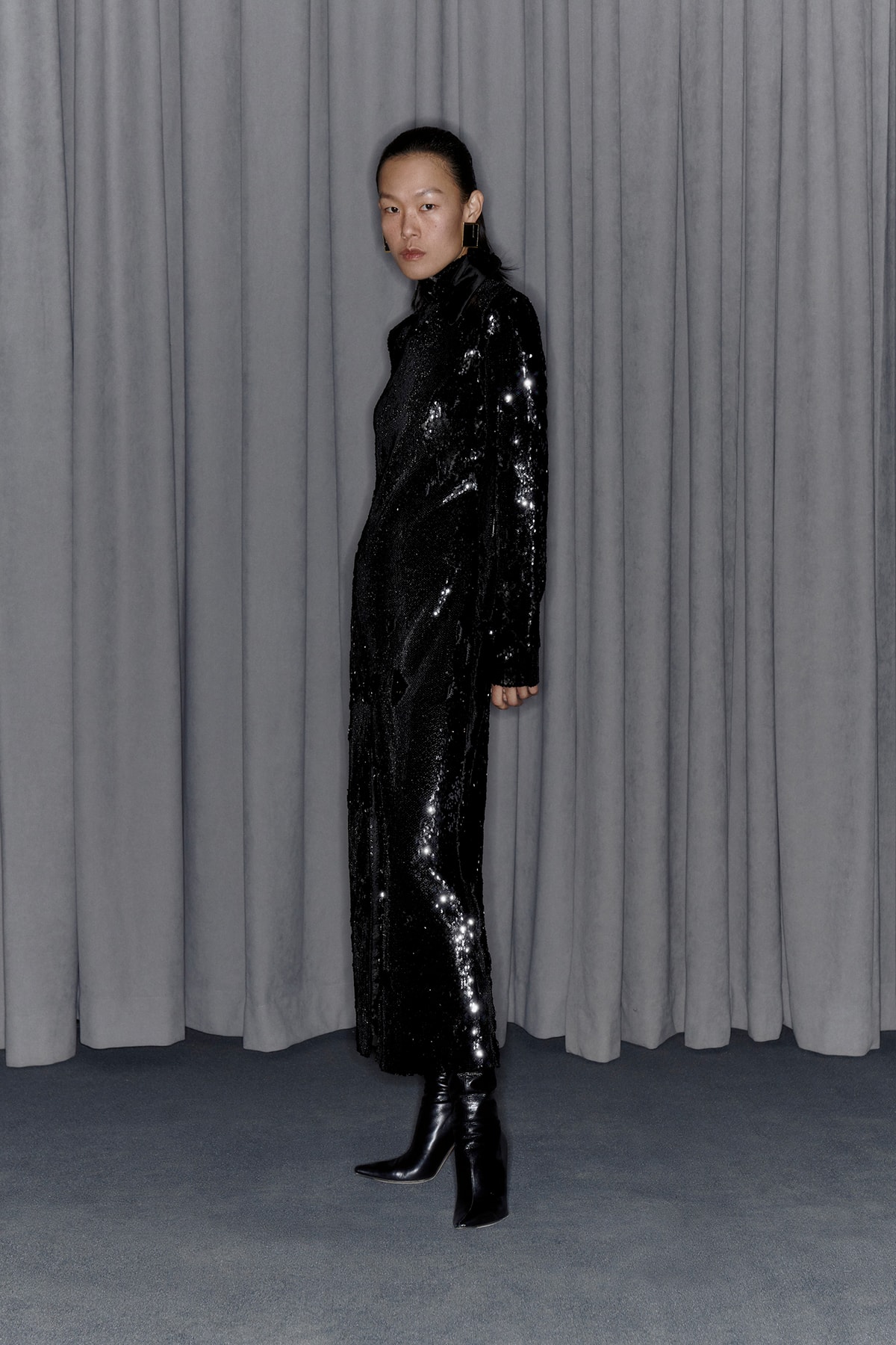 Commission Fall/Winter 2020 Collection Lookbook Sequin Dress Black