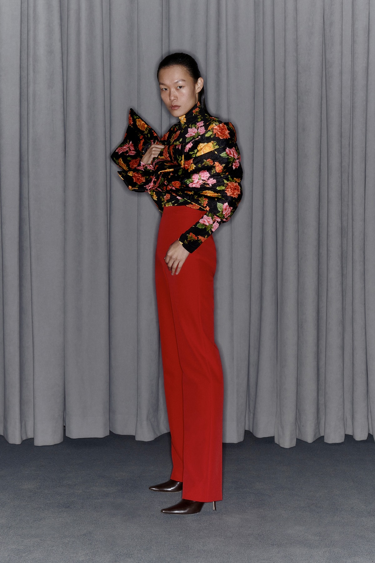 Commission Fall/Winter 2020 Collection Lookbook Floral Top Pants Red