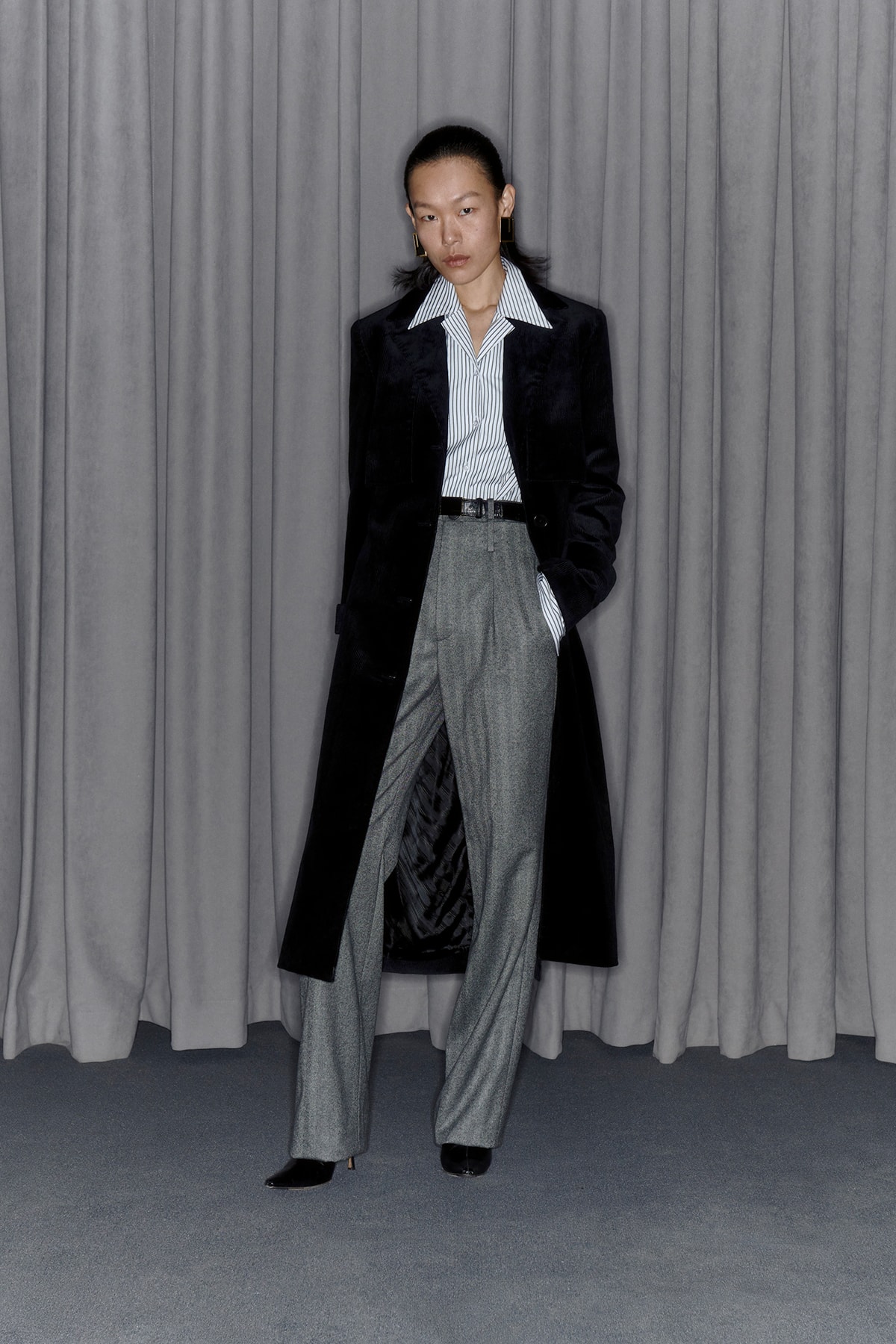 Commission Fall/Winter 2020 Collection Lookbook Button Down Trousers Coat