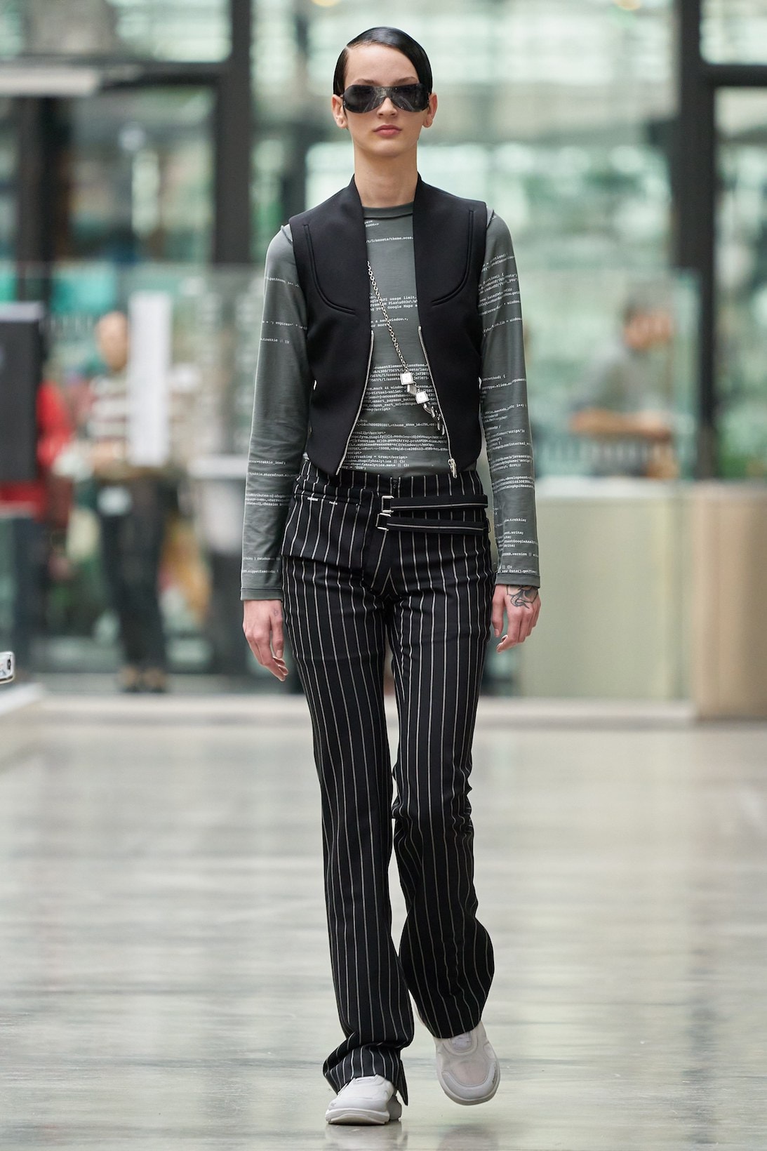 coperni sebastien meyer arnaud vaillant paris fashion week fall winter collection striped pants grey top