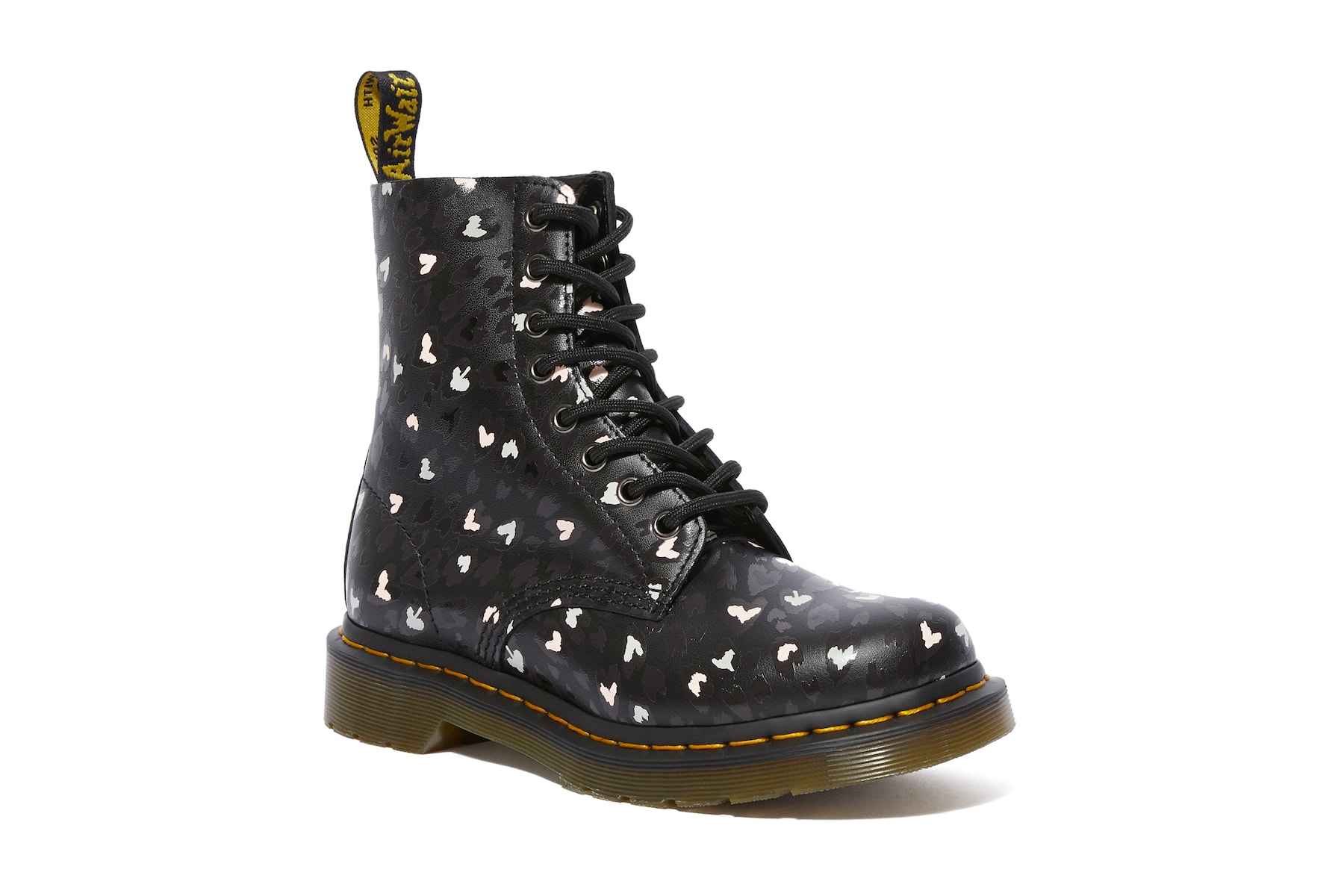 Dr. Martens Chaos Heart Collection Valentine's Day Boots Graphic Print Black White