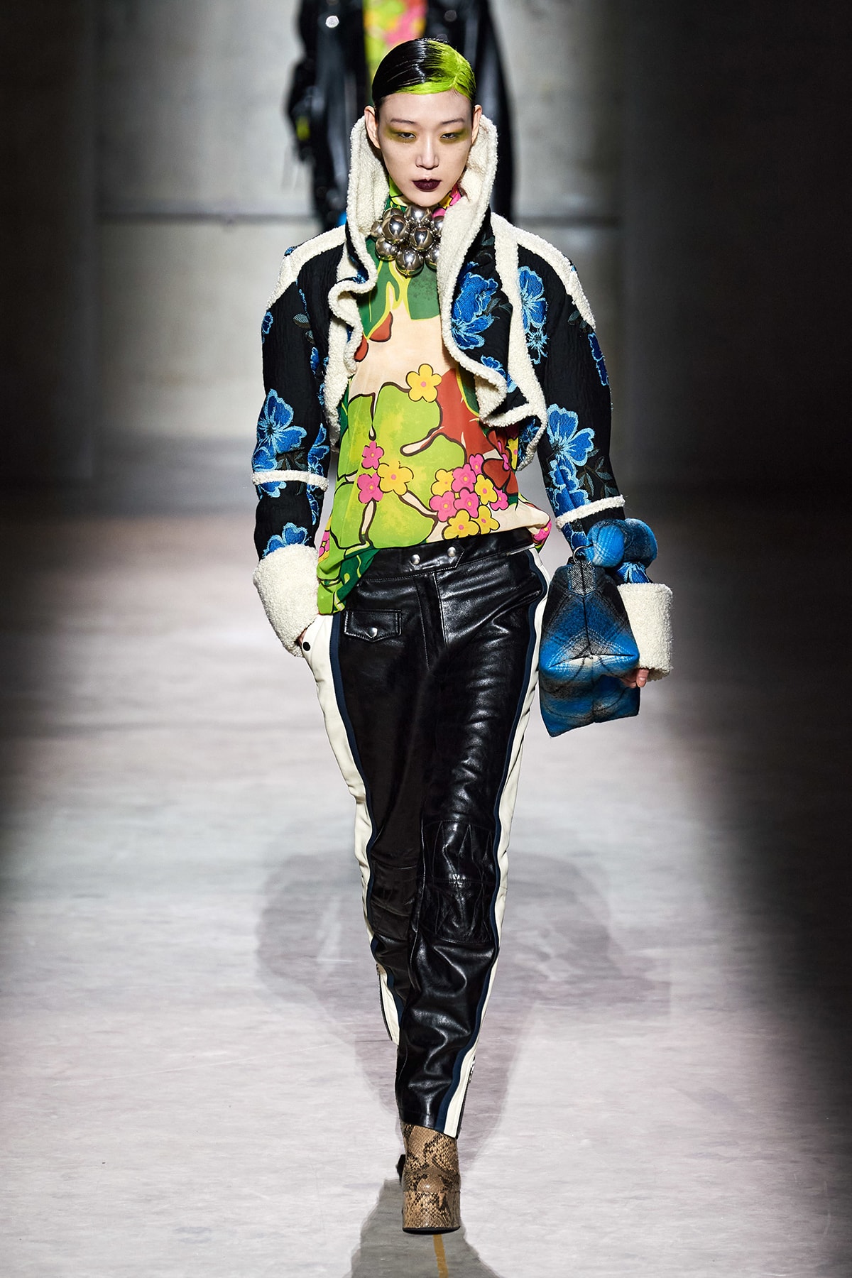 Dries Van Noten Fall/Winter 2020 Collection Runway Show Floral Jacket Leather Pants