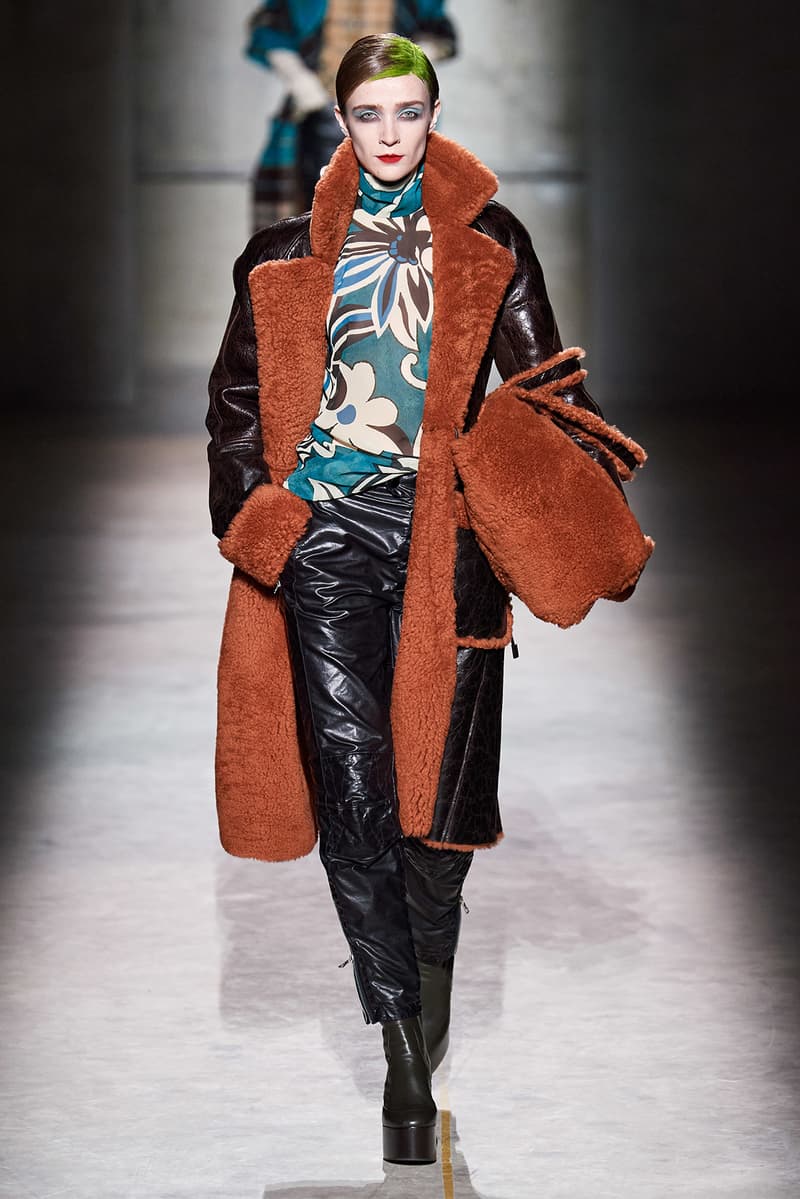 Dries Van Noten Fall/Winter 2020 Collection Runway Show Shearling Coat Brown