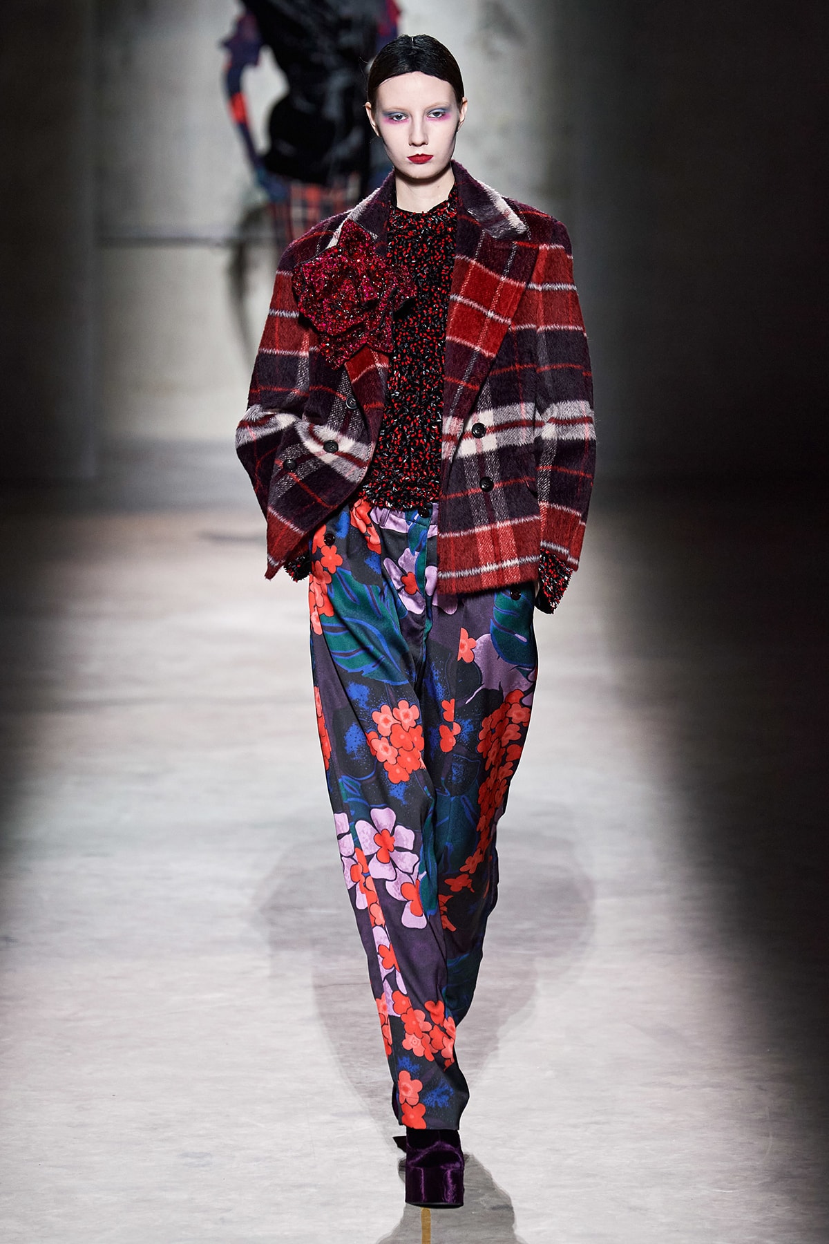 Dries Van Noten Fall/Winter 2020 Collection Runway Show Plaid Jacket Red