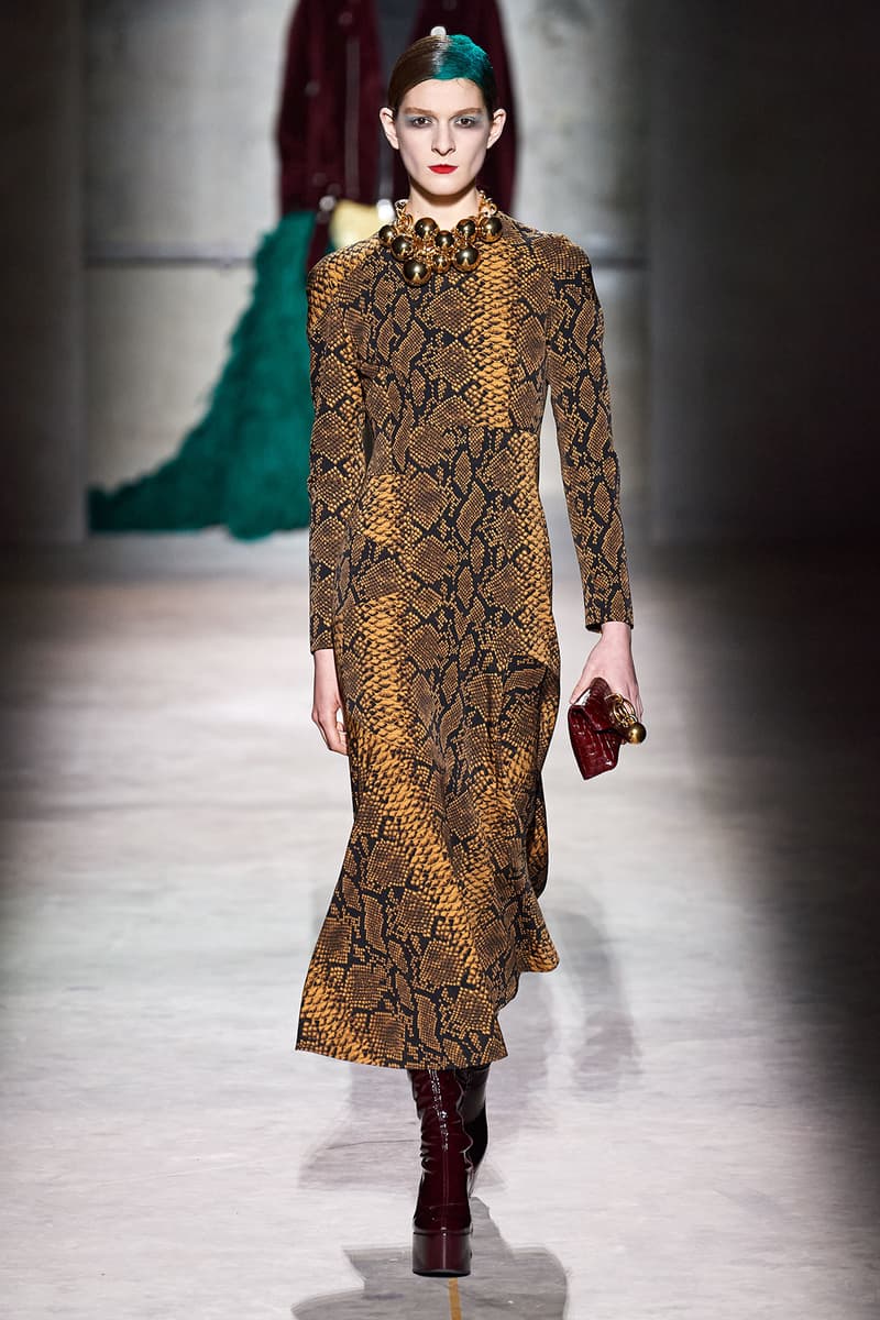 Dries Van Noten Fall/Winter 2020 Collection Runway Show Snakeskin Dress