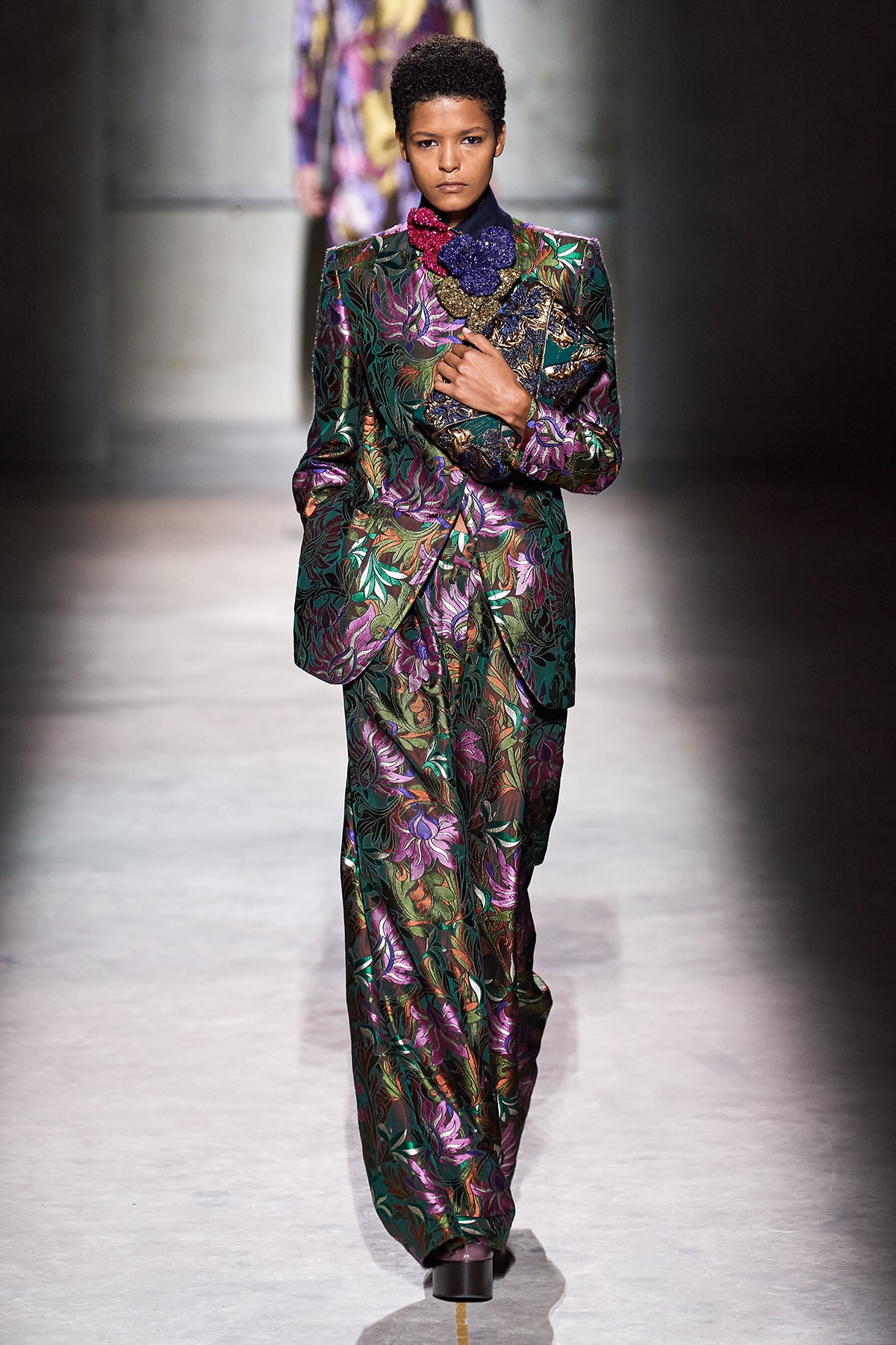 Dries Van Noten Fall/Winter 2020 Collection Runway Show Floral Suit
