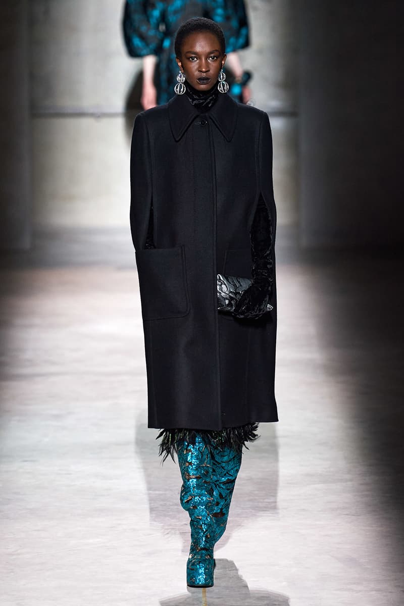 Dries Van Noten Fall/Winter 2020 Collection Runway Show Coat Black