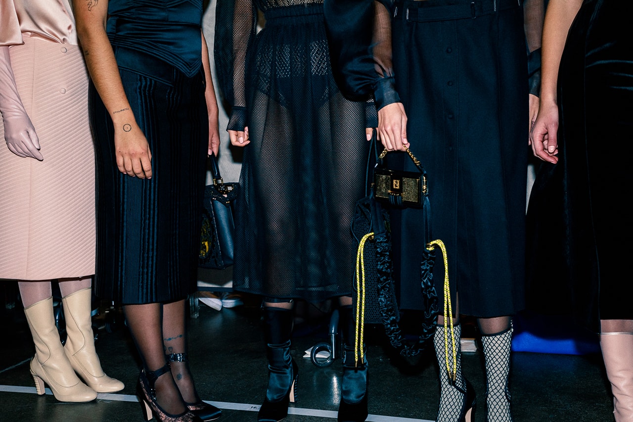 Fendi Fall Winter 2020 FW20 Silvia Venturini Milan Fashion Week Runway Show Backstage Models Boots Shoes Bags