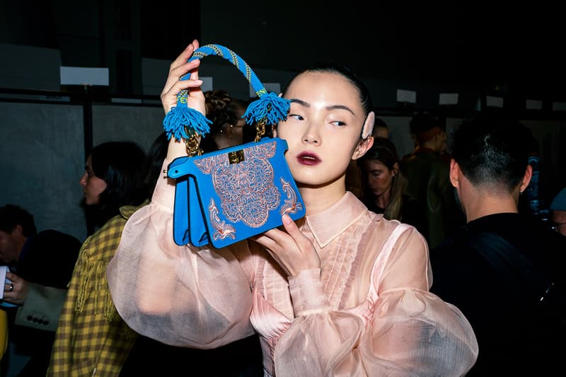 Fendi Fall Winter 2020 FW20 Silvia Venturini Milan Fashion Week Runway Show Backstage Model Xiao Wen Ju Bag