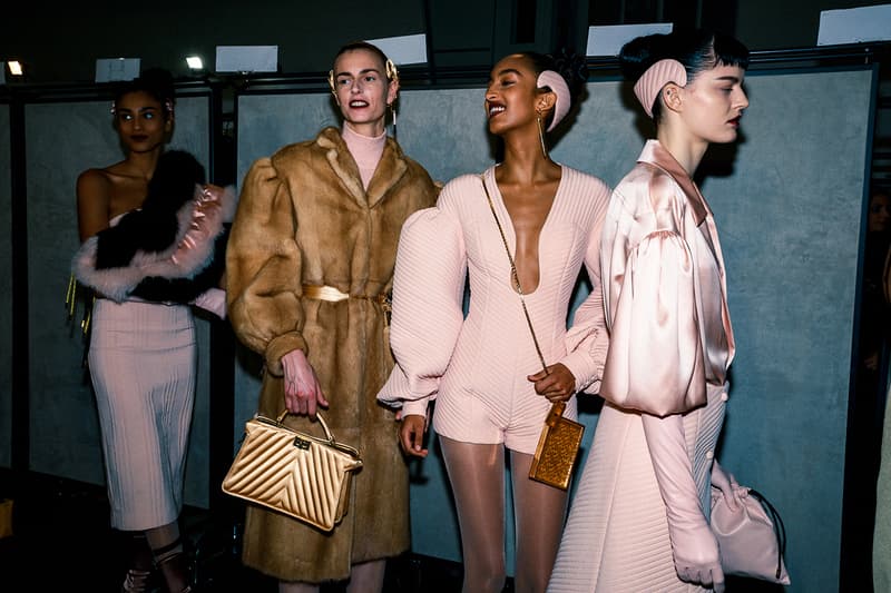 Fendi Fall Winter 2020 FW20 Silvia Venturini Milan Fashion Week Runway Show Backstage Models Mona Tougaard Pink Headband Bags