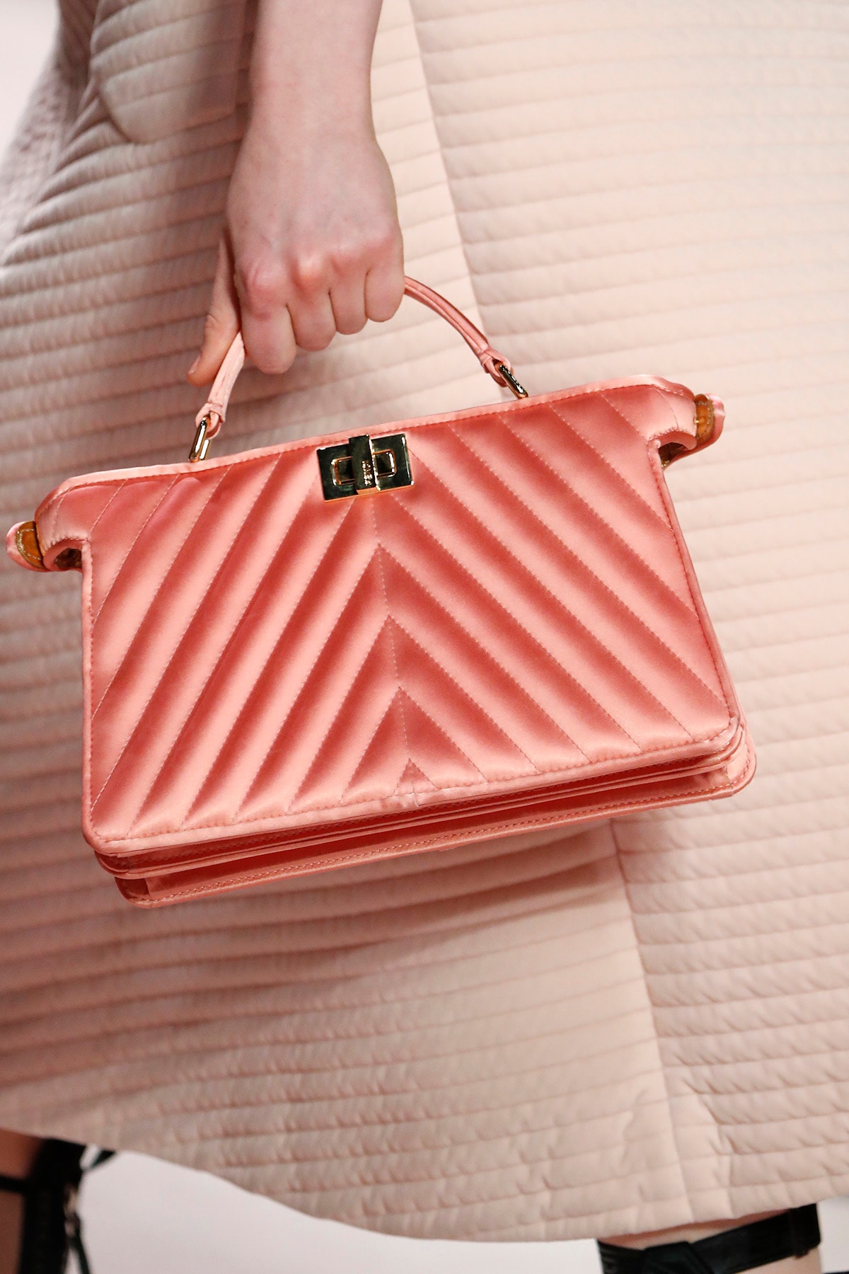 Fendi Fall/Winter 2020 Collection Bags Accessories Top Handle Quilted Satin Pink