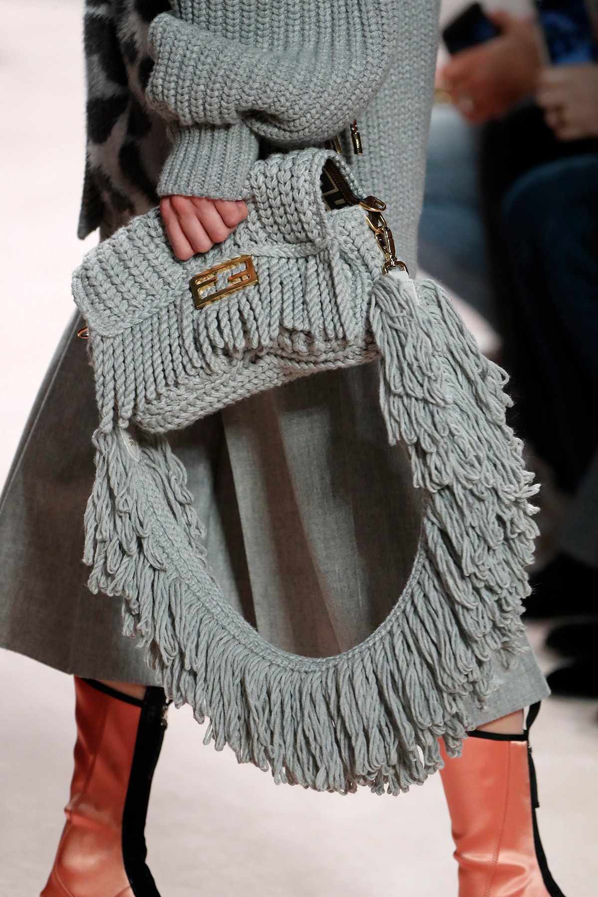 Fendi Fall/Winter 2020 Collection Bags Accessories Baguette Knit Grey