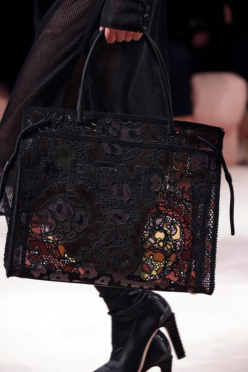 Fendi Fall/Winter 2020 Collection Bags Accessories Tote Floral Lace