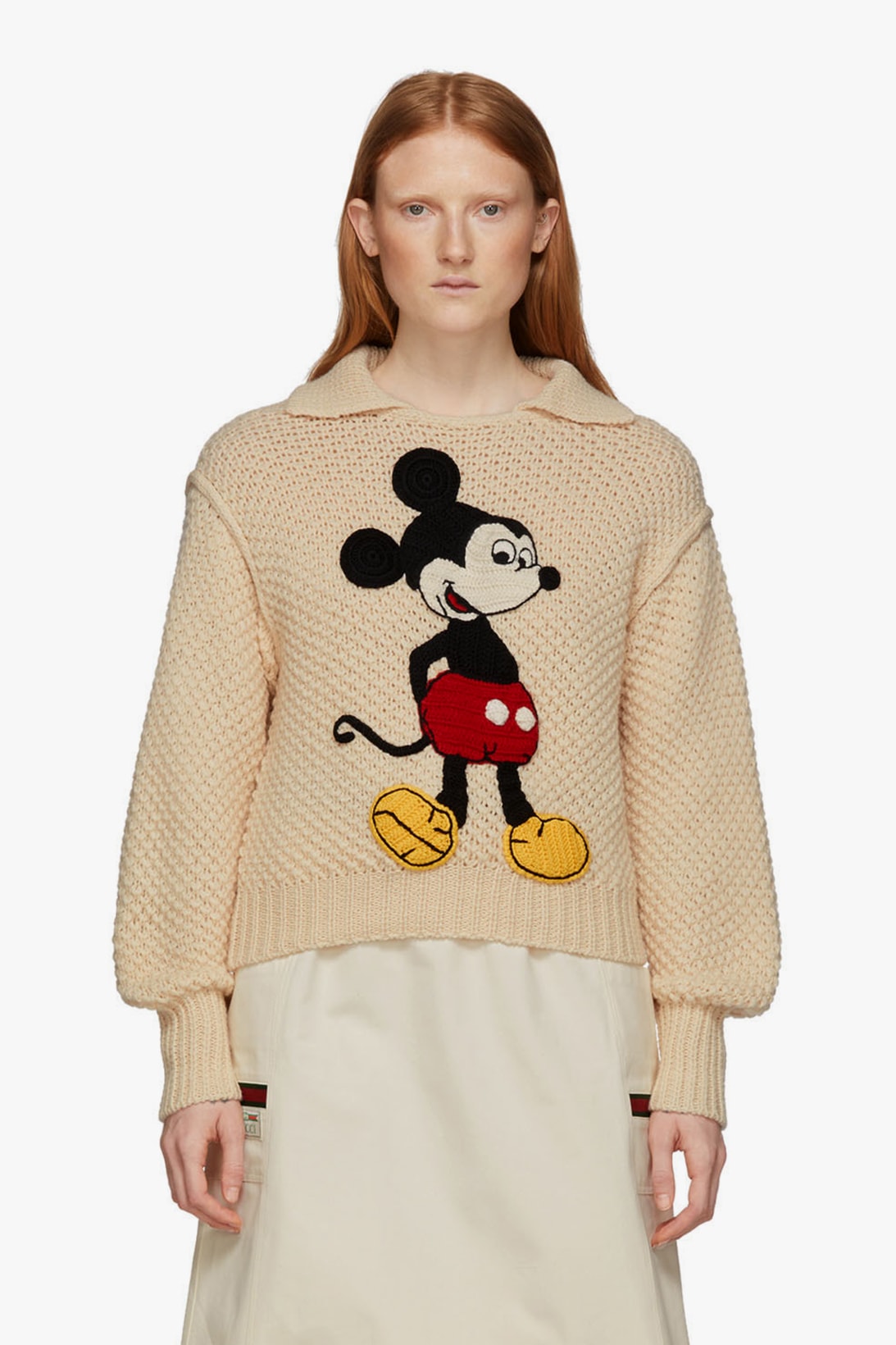 gucci disney collaboration mickey mouse off white ivory wool sweater
