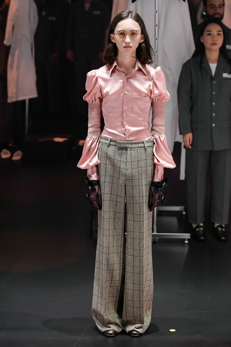 Gucci Fall/Winter 2020 Collection Runway Show Blouse Pink Pants Plaid