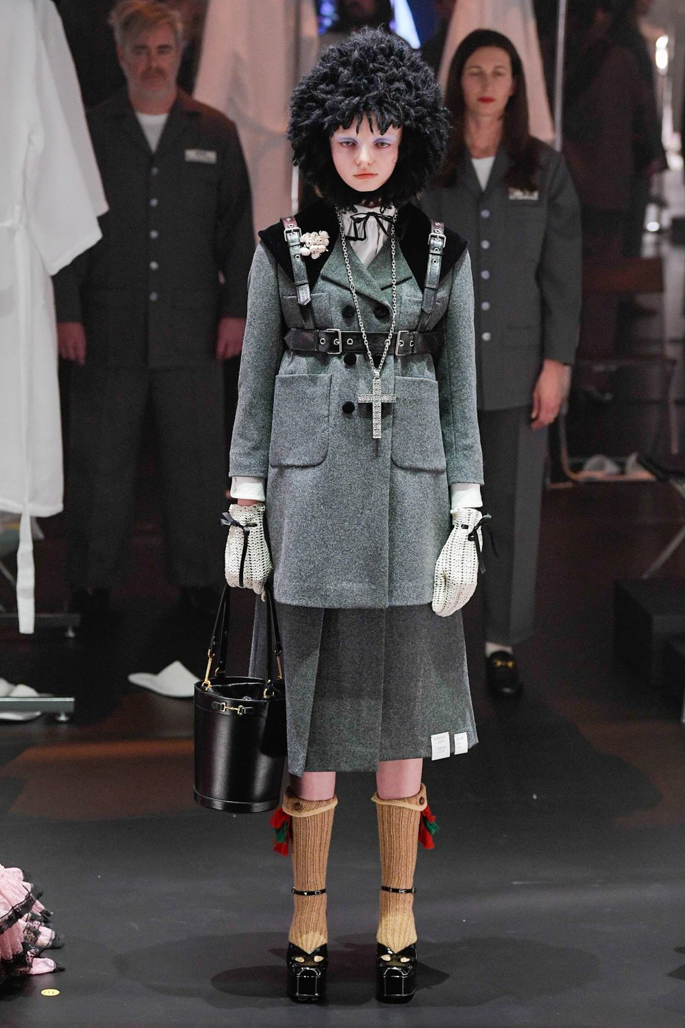 Gucci Fall/Winter 2020 Collection Runway Show Coat Grey Harness