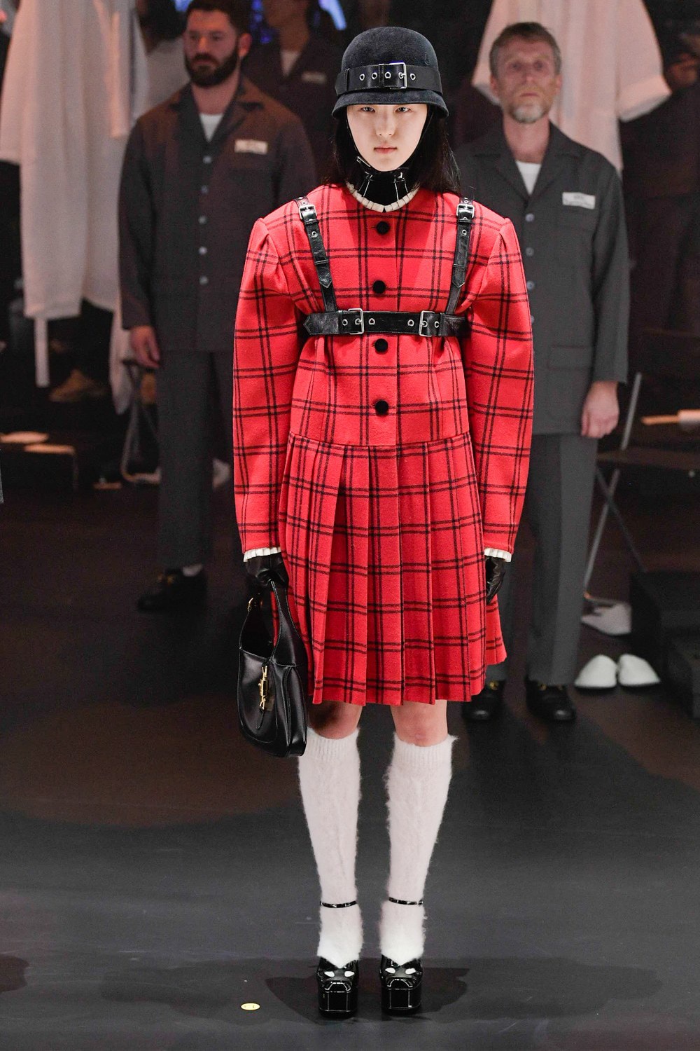 Gucci Fall/Winter 2020 Collection Runway Show Dress Plaid Red harness