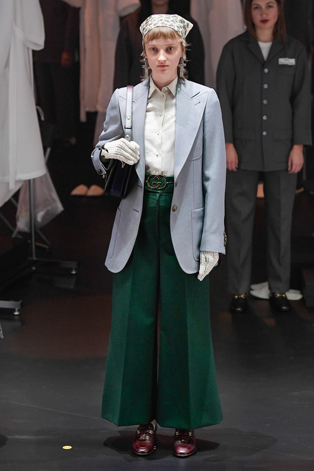 Gucci Fall/Winter 2020 Collection Runway Show Pants Green Jacket Blue
