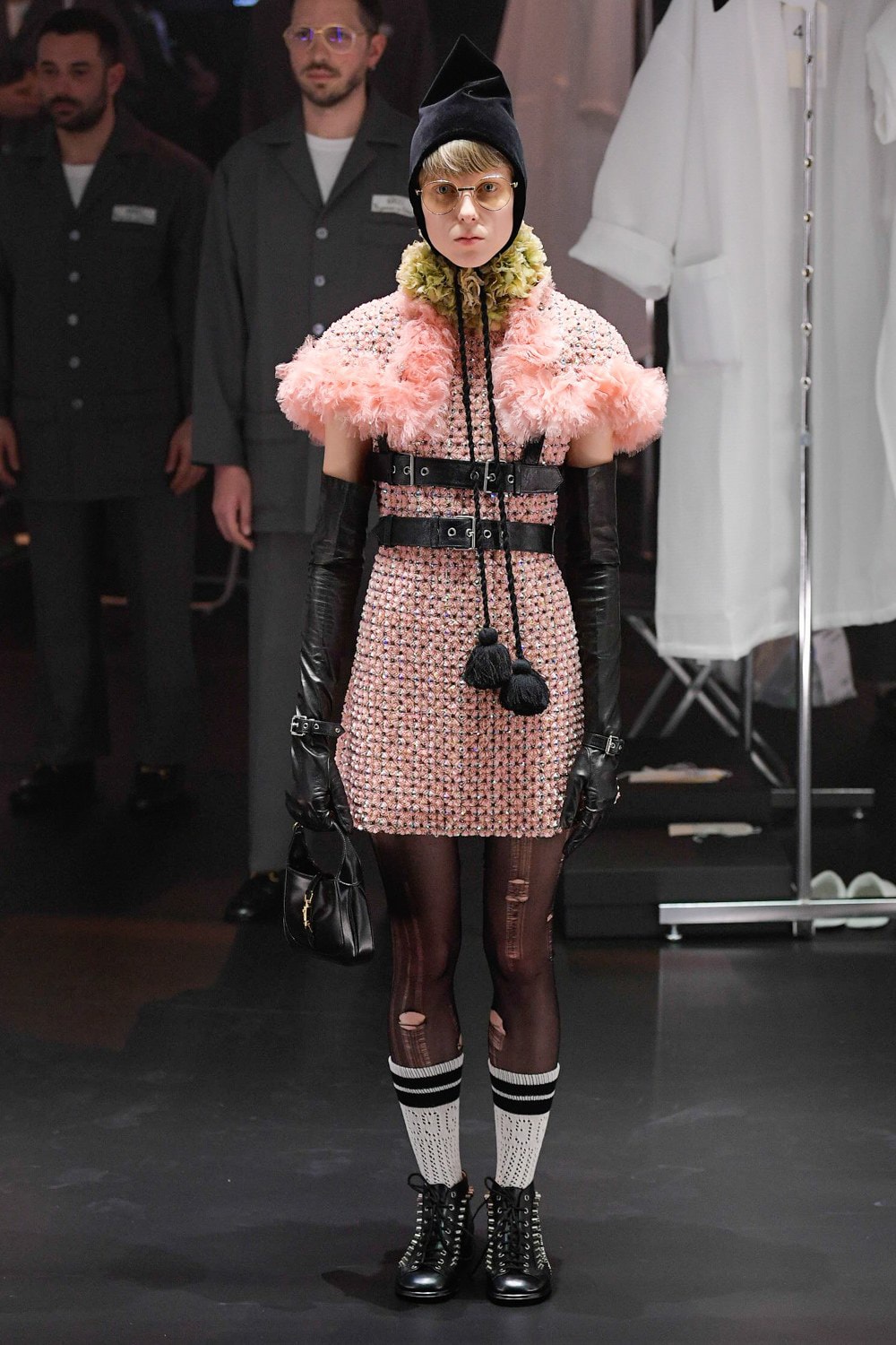 Gucci Fall/Winter 2020 Collection Runway Show Ruffle Dress Pink