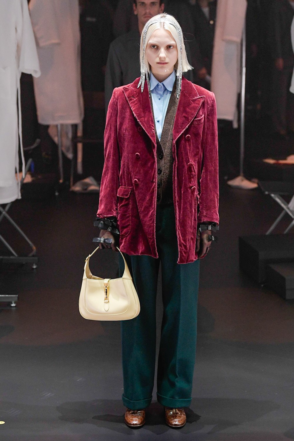 Gucci Fall/Winter 2020 Collection Runway Show Jacket Velvet Burgundy