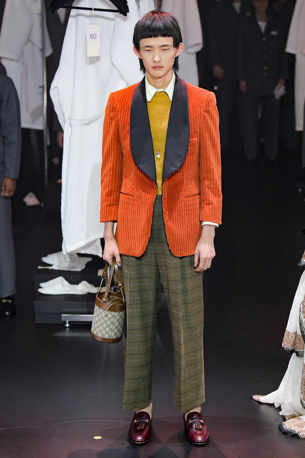 Gucci Fall/Winter 2020 Collection Runway Show Corduroy Jacket Orange