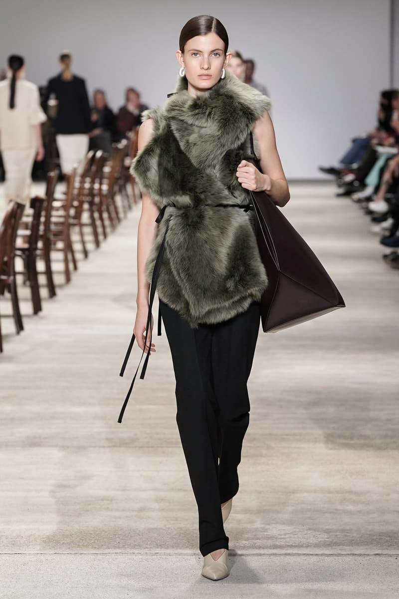 Jil Sander Fall/Winter 2020 Collection Runway Show Fur Top Pants Black