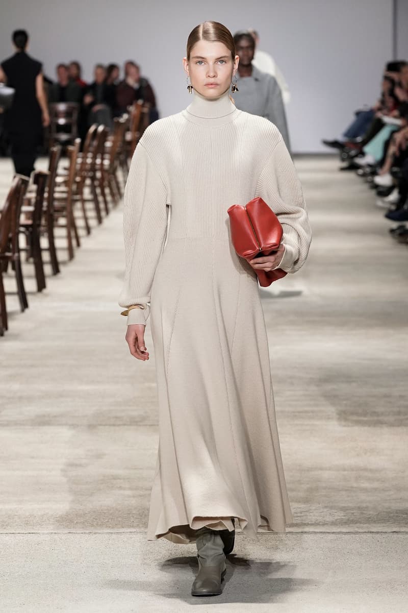 Jil Sander Fall/Winter 2020 Collection Runway Show Long Sleeve Dress Beige