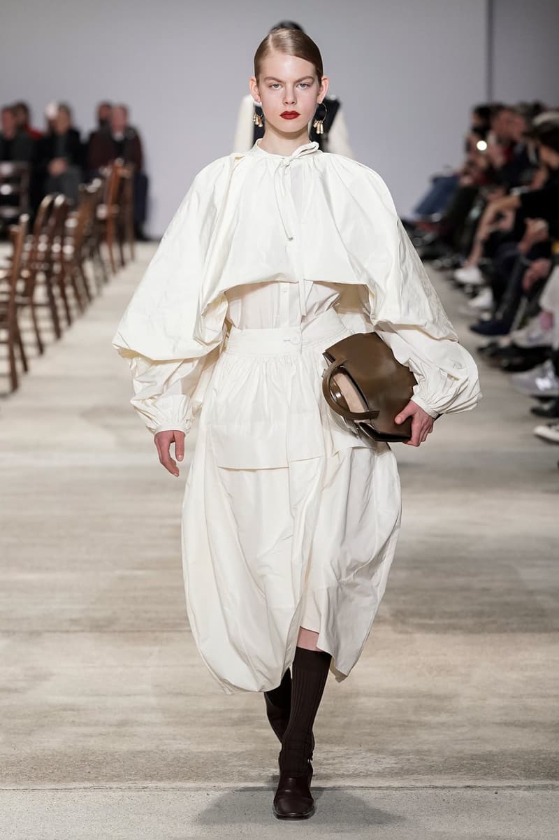 Jil Sander Fall/Winter 2020 Collection Runway Show Pleated Dress White