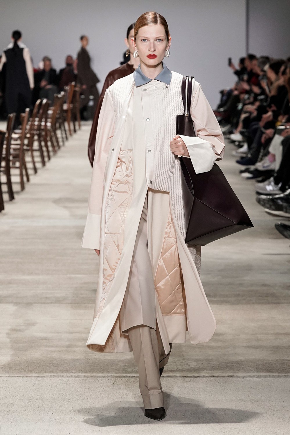 Jil Sander Fall/Winter 2020 Collection Runway Show Coat Pink Quilted