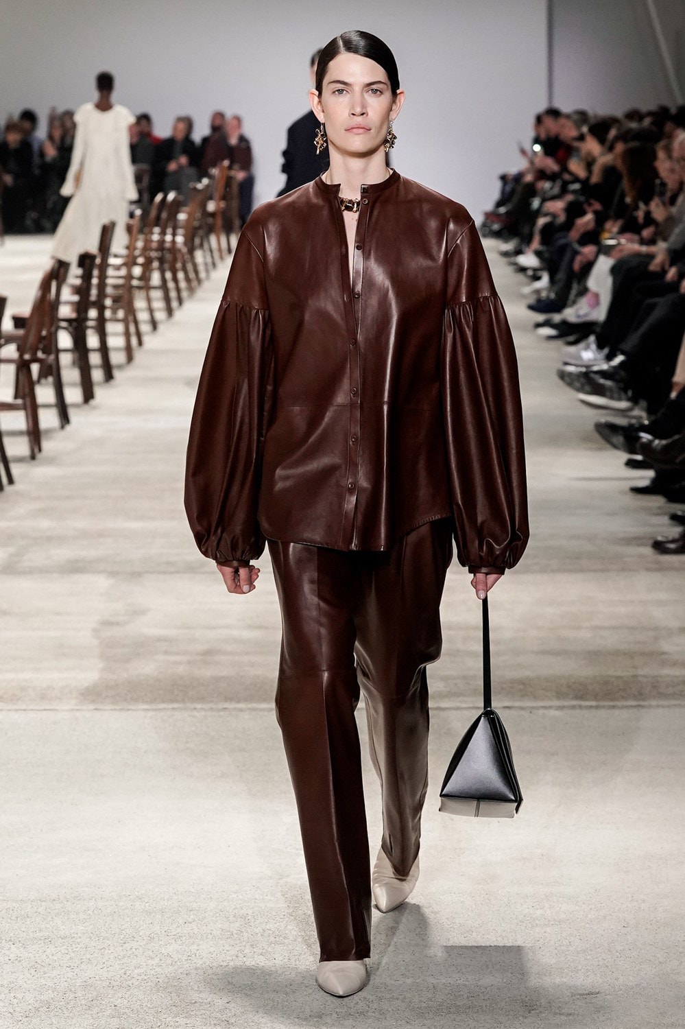 Jil Sander Fall/Winter 2020 Collection Runway Show Leather Jacket Pants Brown