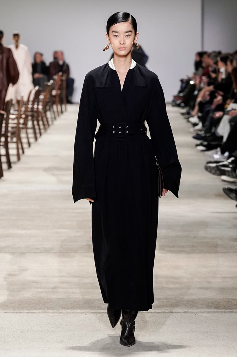 Jil Sander Fall/Winter 2020 Collection Runway Show Belted Dress Black