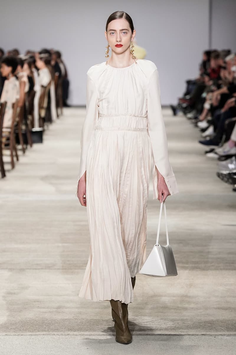 Jil Sander Fall/Winter 2020 Collection Runway Show Pleated Dress White