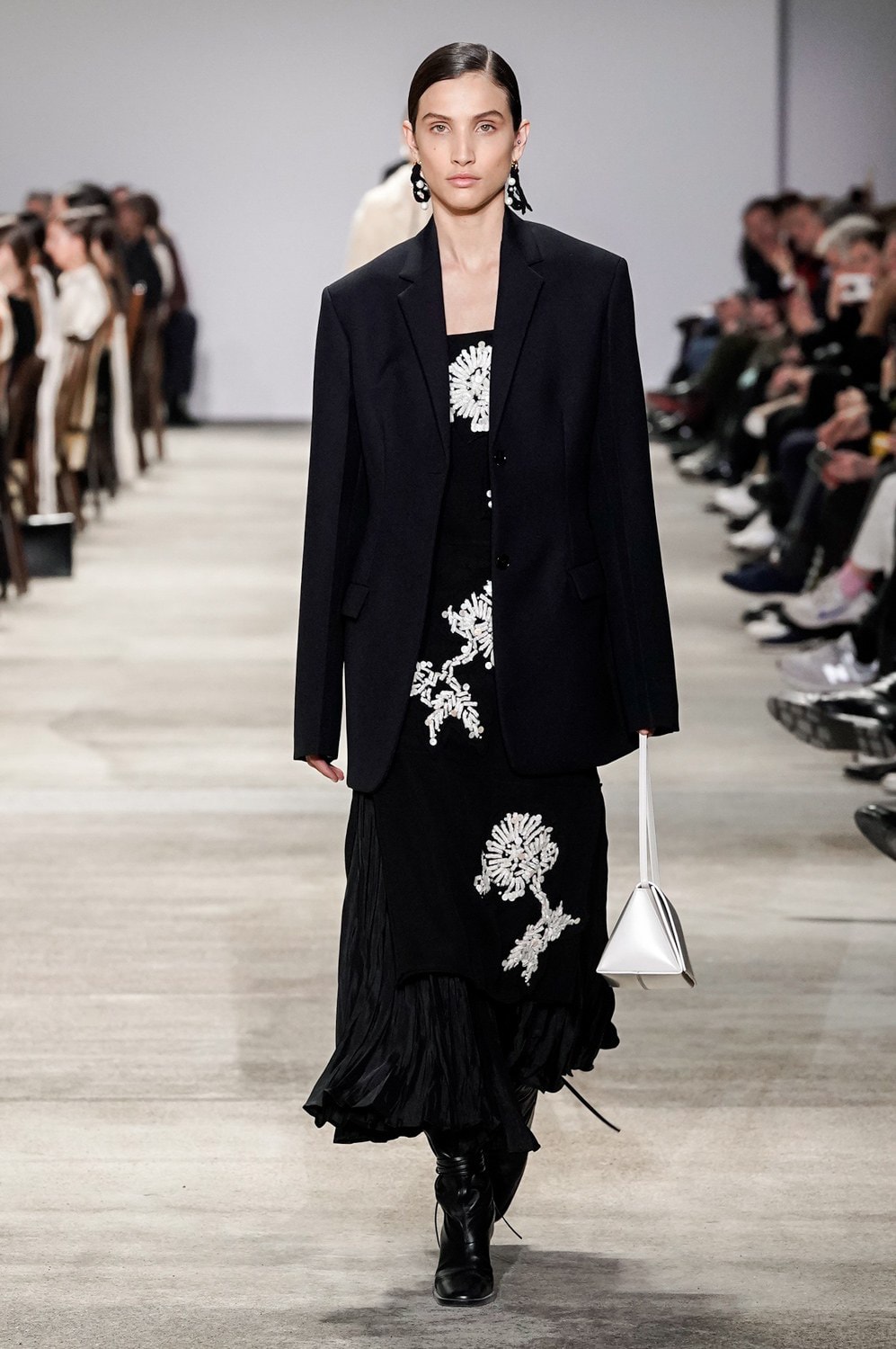 Jil Sander Fall/Winter 2020 Collection Runway Show Dress Floral Black White