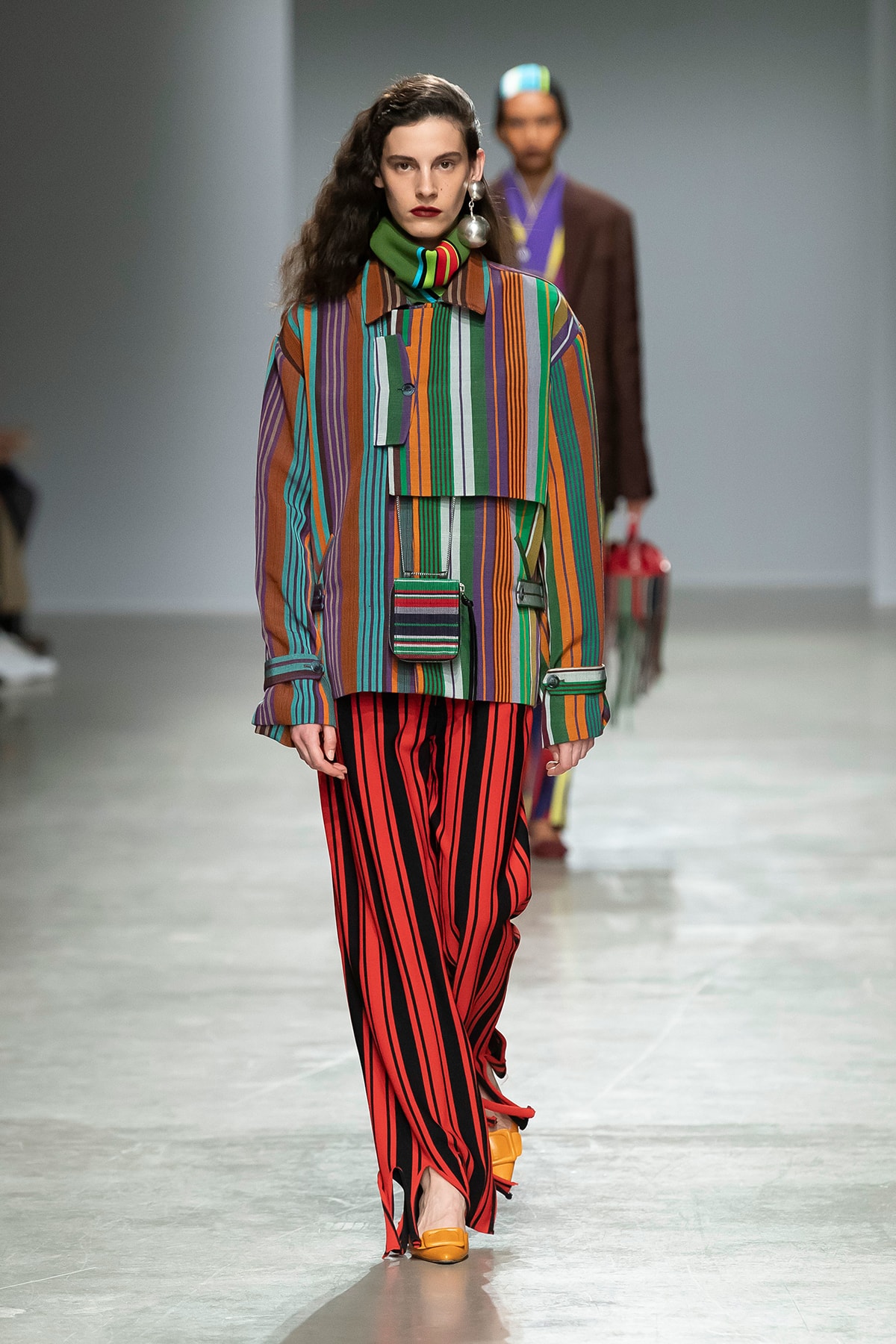Kenneth Ize Fall/Winter 2020 Collection Runway Show Jacket Pants Stripe
