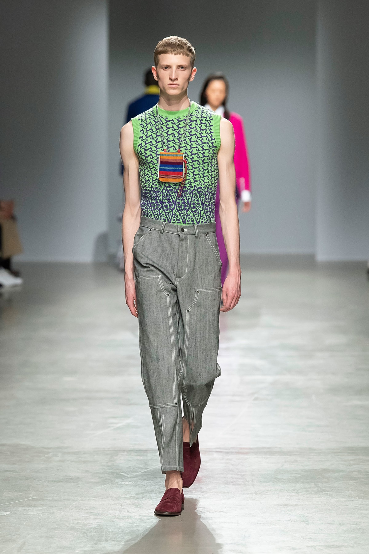 Kenneth Ize Fall/Winter 2020 Collection Runway Show Sweater Vest Green Men's