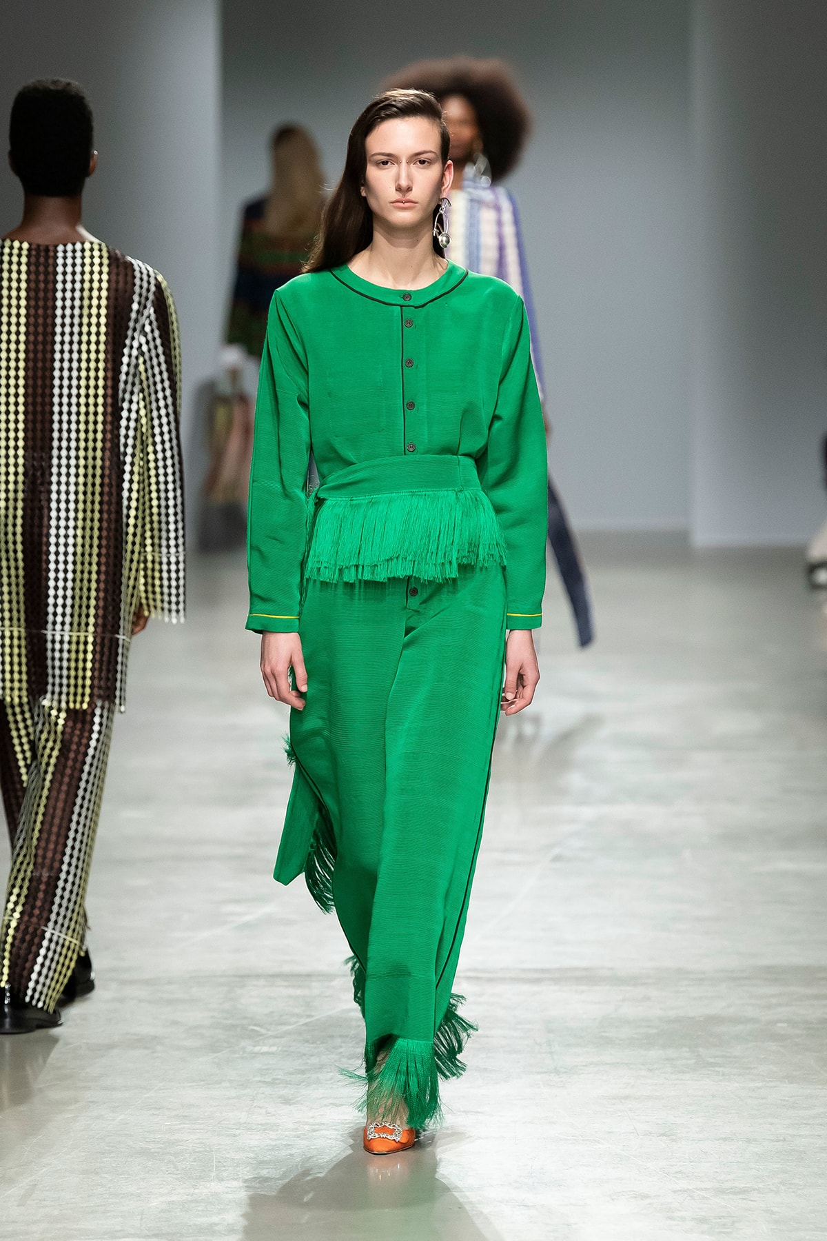 Kenneth Ize Fall/Winter 2020 Collection Runway Show Sweater Skirt Green