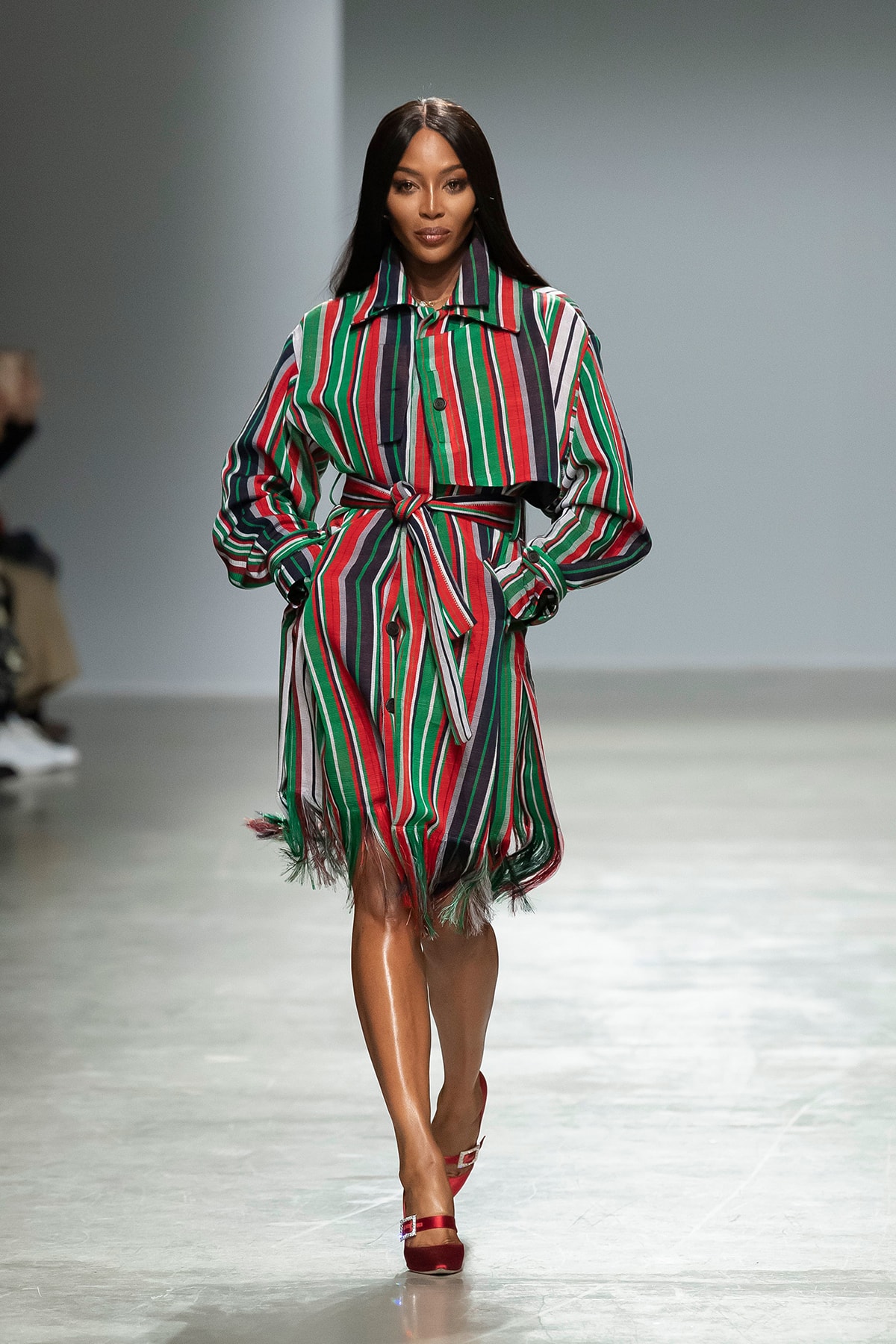 Kenneth Ize Fall/Winter 2020 Collection Runway Show Shirt Dress Stripe